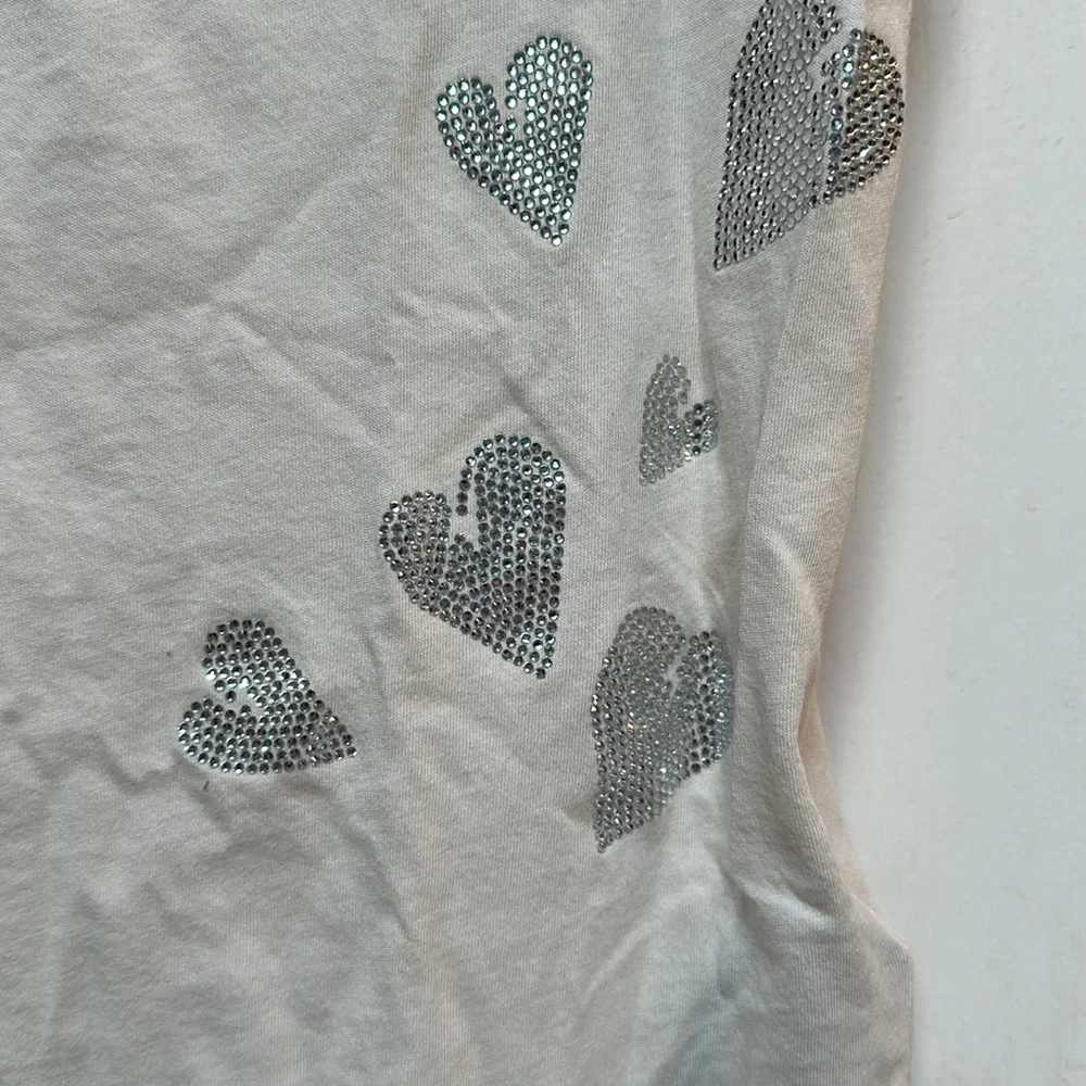 Zadig & Voltaire Cream Tee with Silver Heart Accents - Picture 3 of 7